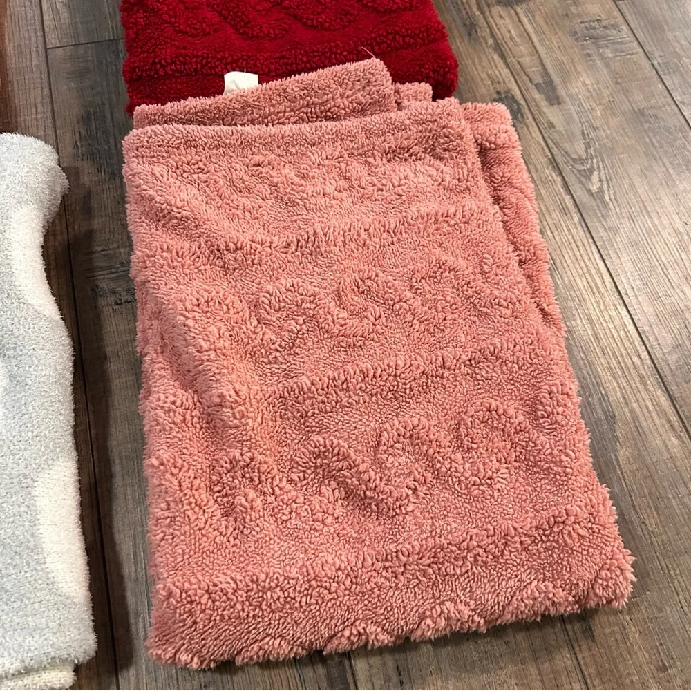 Plush Baby Girl Blanket‎ Lot of 4 Pink Red Grey Mixed Brands